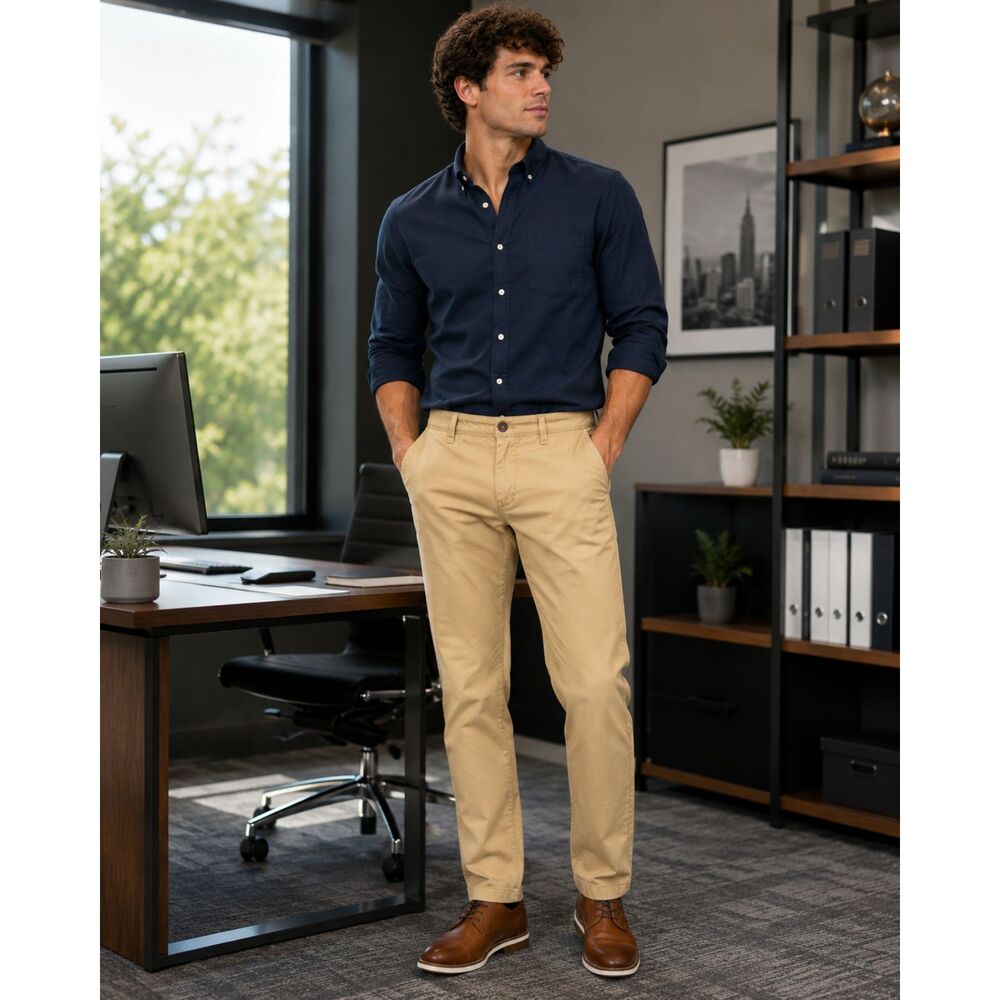 Aeropostale Mens Size 28x30 Skinny Chino Pants Khaki Tan Stretch Business Casual
